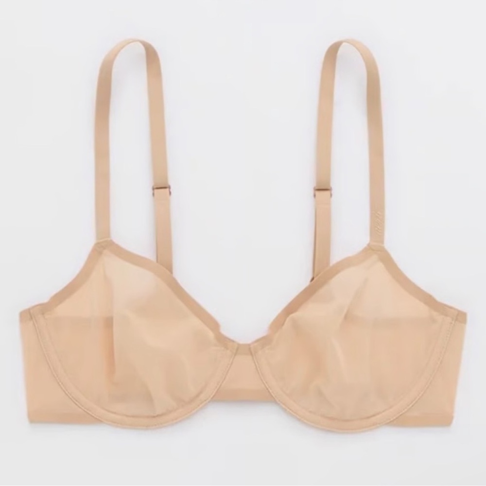 NWT Aerie SMOOTHEZ Mesh Unlined Bra In Sand